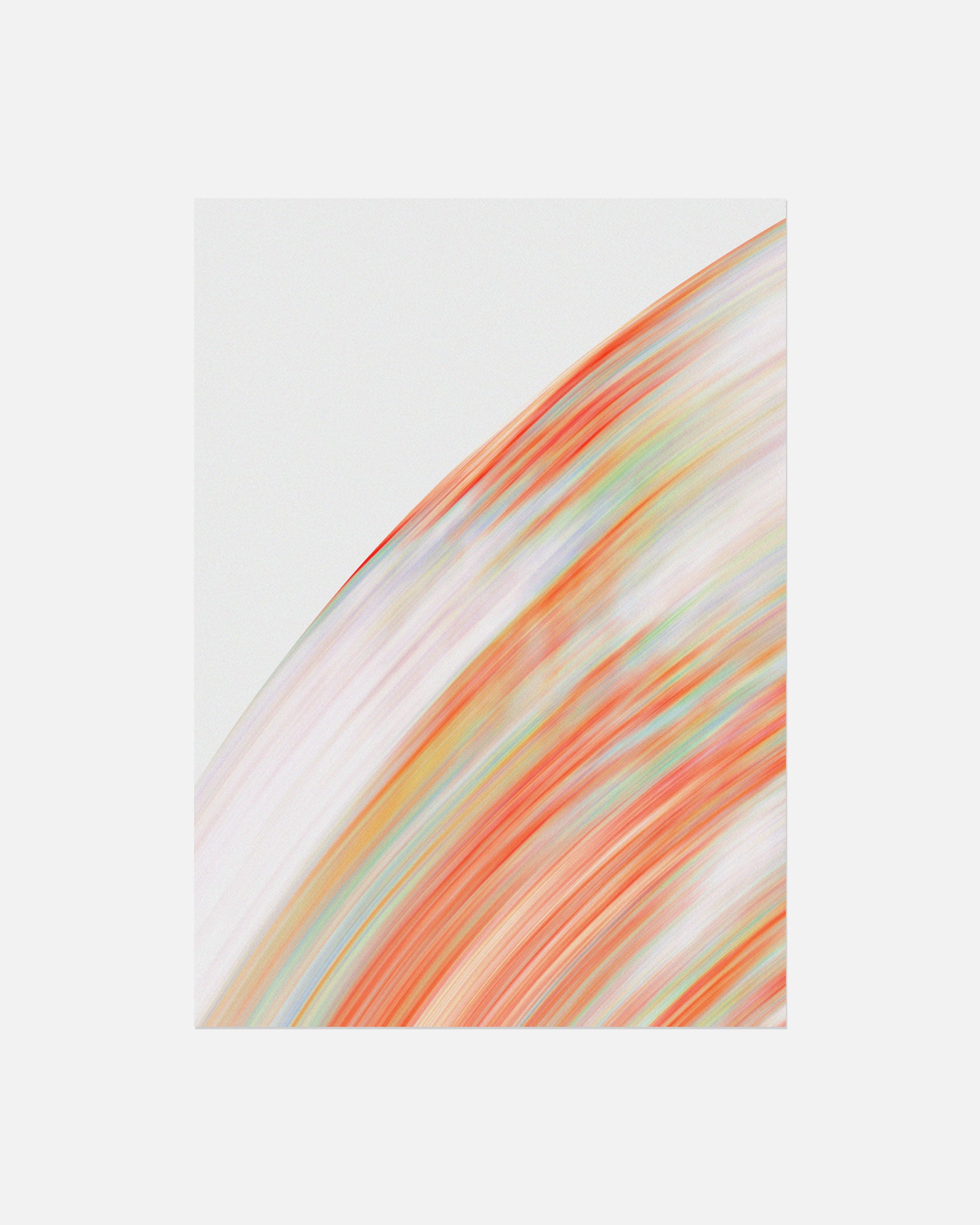 Abstract planet-inspired poster in deep orange and rich green tones, displayed on a neutral background.